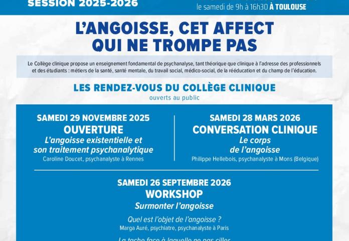 Ouverture du Collège clinique de Toulouse - Conférence de Caroline Doucet - L'angoisse existentielle et son traitement psychanalytique